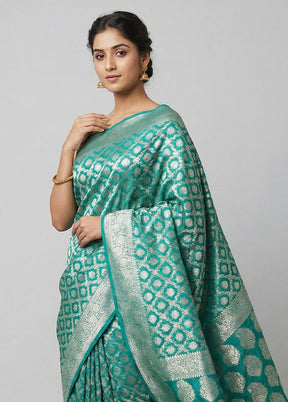 Green Dupion Silk Saree With Blouse Piece