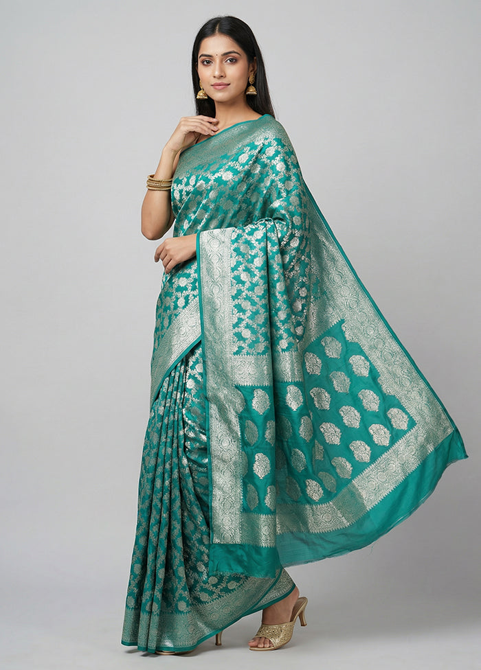 Green Dupion Silk Saree With Blouse Piece