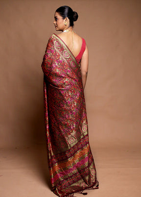Pink Dupion Silk Saree With Blouse Piece