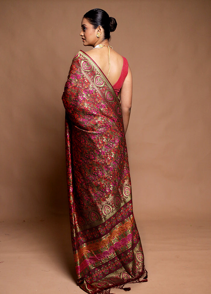 Pink Dupion Silk Saree With Blouse Piece