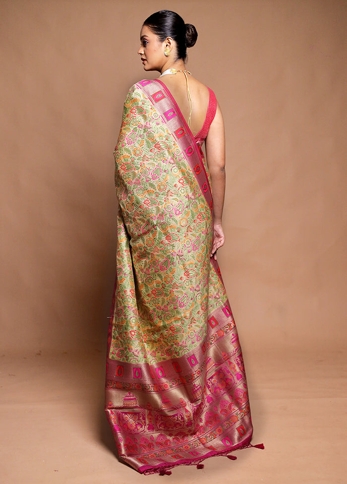 Yellow Dupion Silk Saree With Blouse Piece