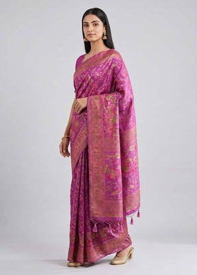 Purple Dupion Silk Saree With Blouse Piece