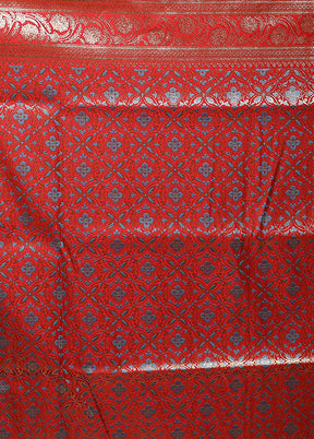 Red Handloom Banarasi Pure Silk Saree With Blouse Piece