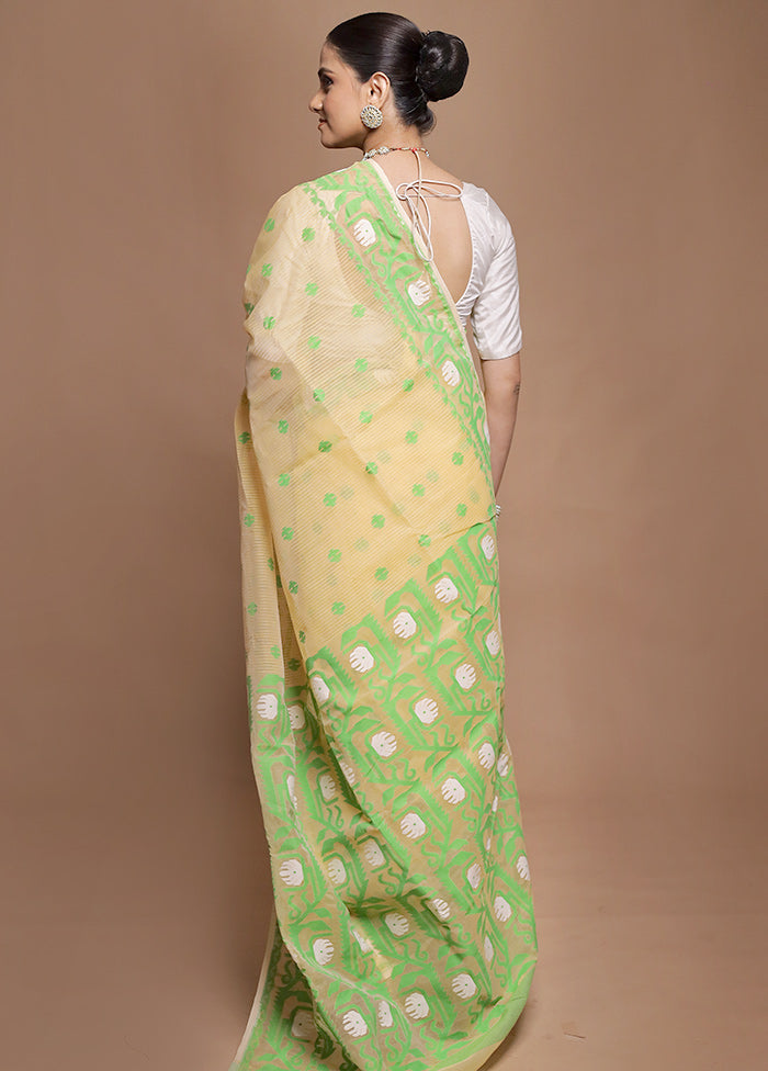 Yellow Tant Jamdani Saree Without Blouse Piece