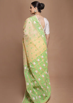 Yellow Tant Jamdani Saree Without Blouse Piece