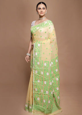 Yellow Tant Jamdani Saree Without Blouse Piece