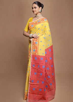 Yellow Tant Jamdani Saree Without Blouse Piece