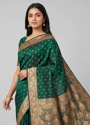 Green Banarasi Silk Saree With Blouse Piece