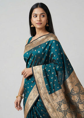 Green Banarasi Silk Saree With Blouse Piece