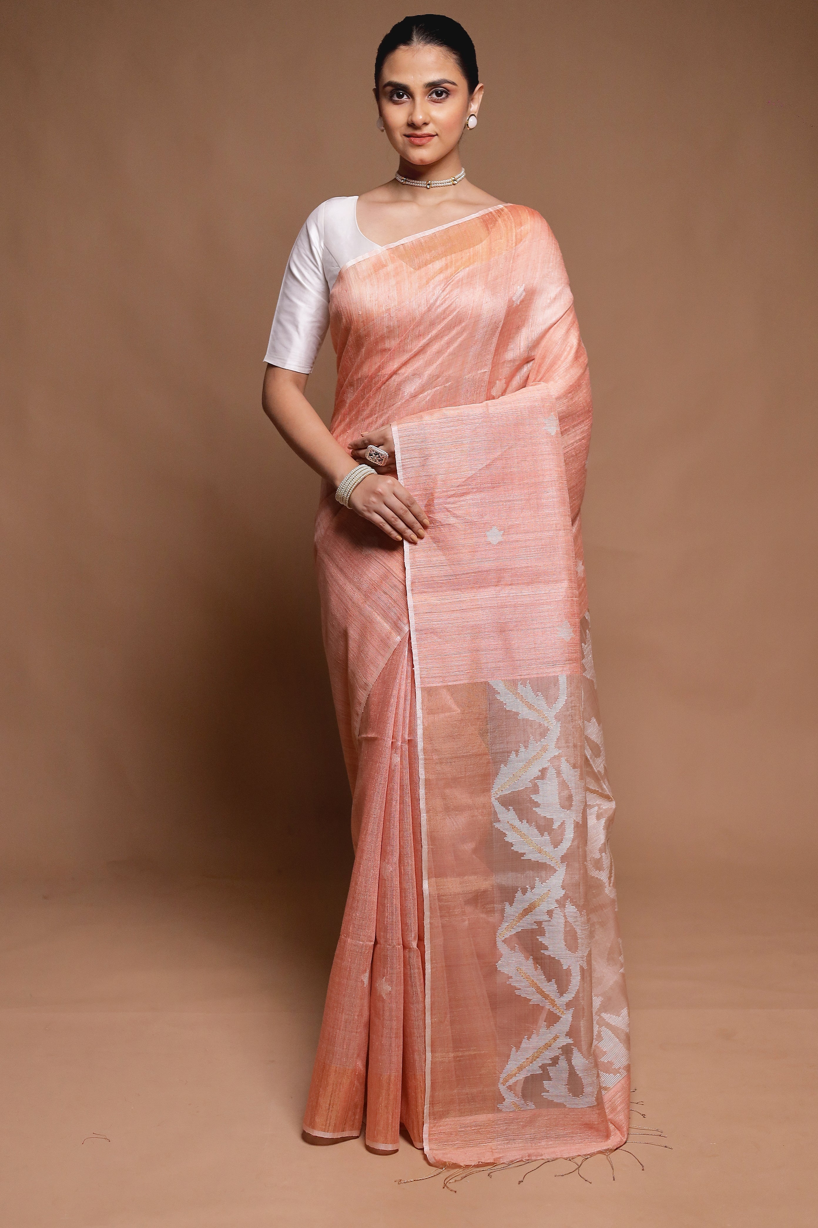 Pink Handloom Matka Pure Silk Saree With Blouse Piece