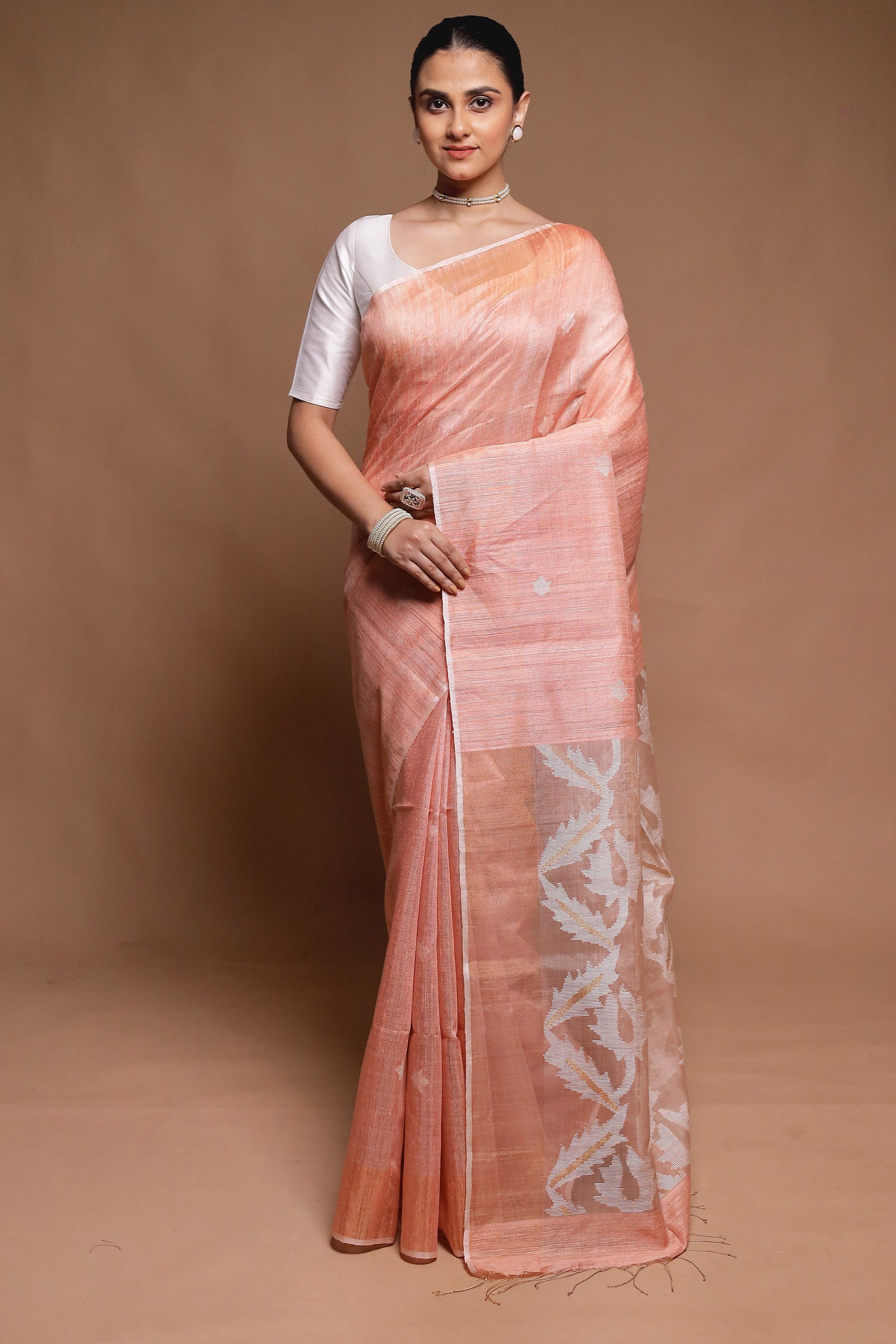 Pink Handloom Matka Pure Silk Saree With Blouse Piece