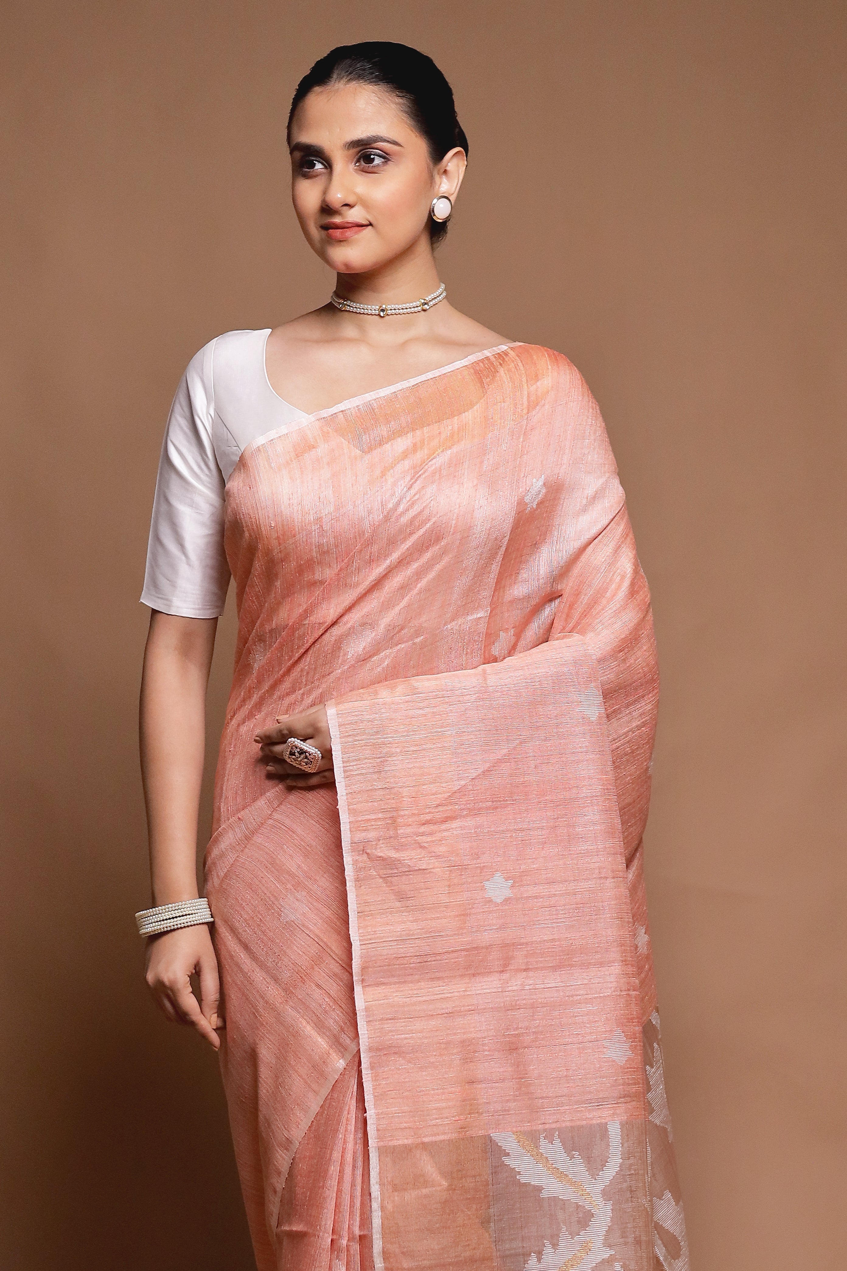 Pink Handloom Matka Pure Silk Saree With Blouse Piece