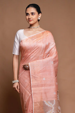 Pink Handloom Matka Pure Silk Saree With Blouse Piece