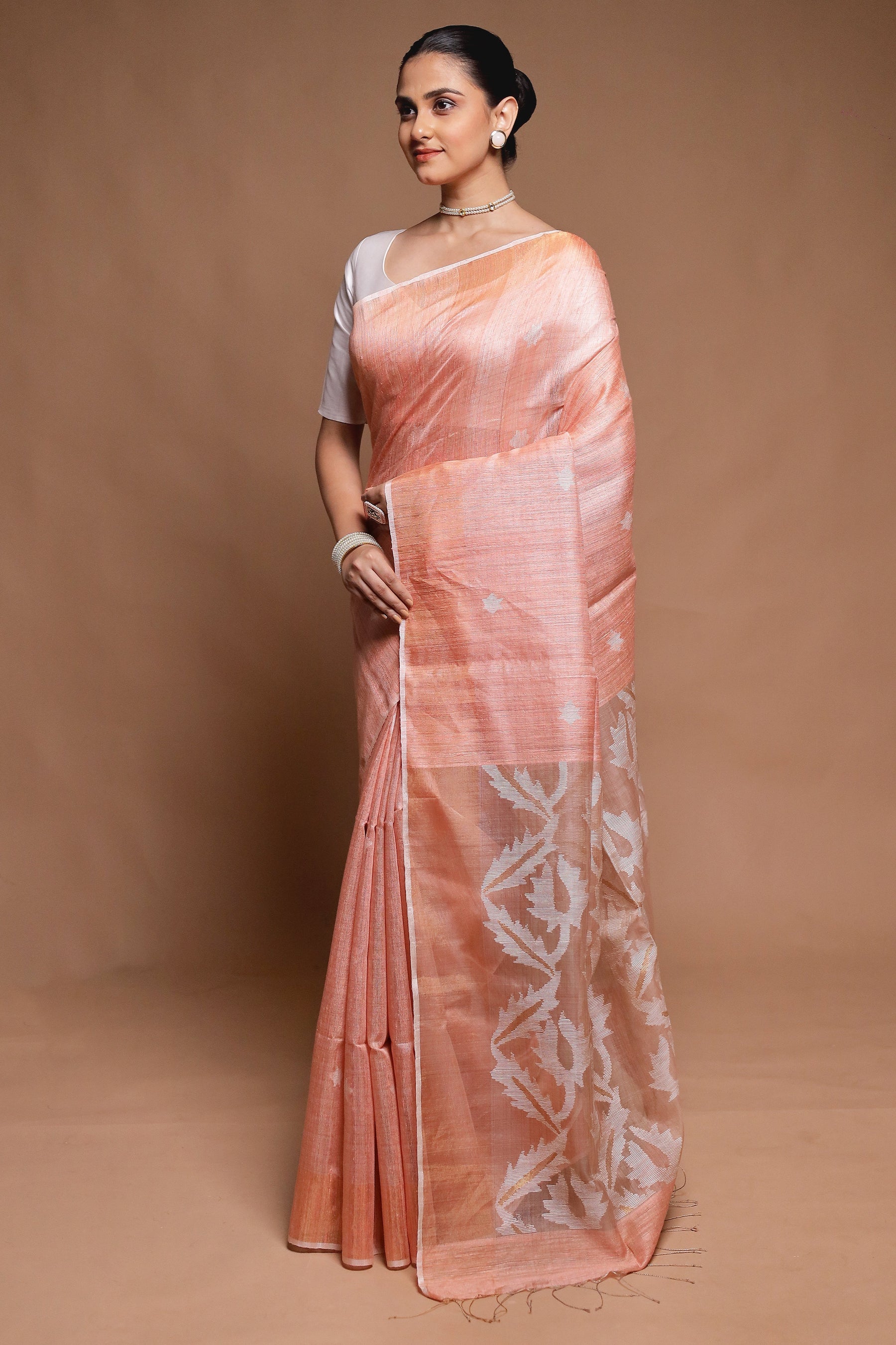 Pink Handloom Matka Pure Silk Saree With Blouse Piece