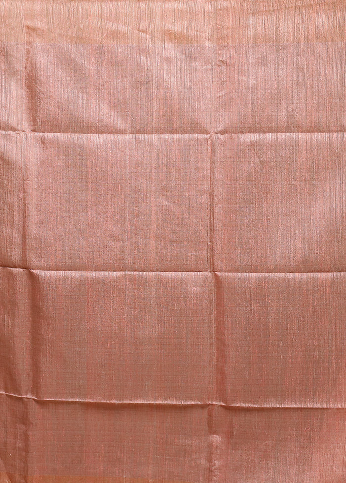 Pink Handloom Matka Pure Silk Saree With Blouse Piece