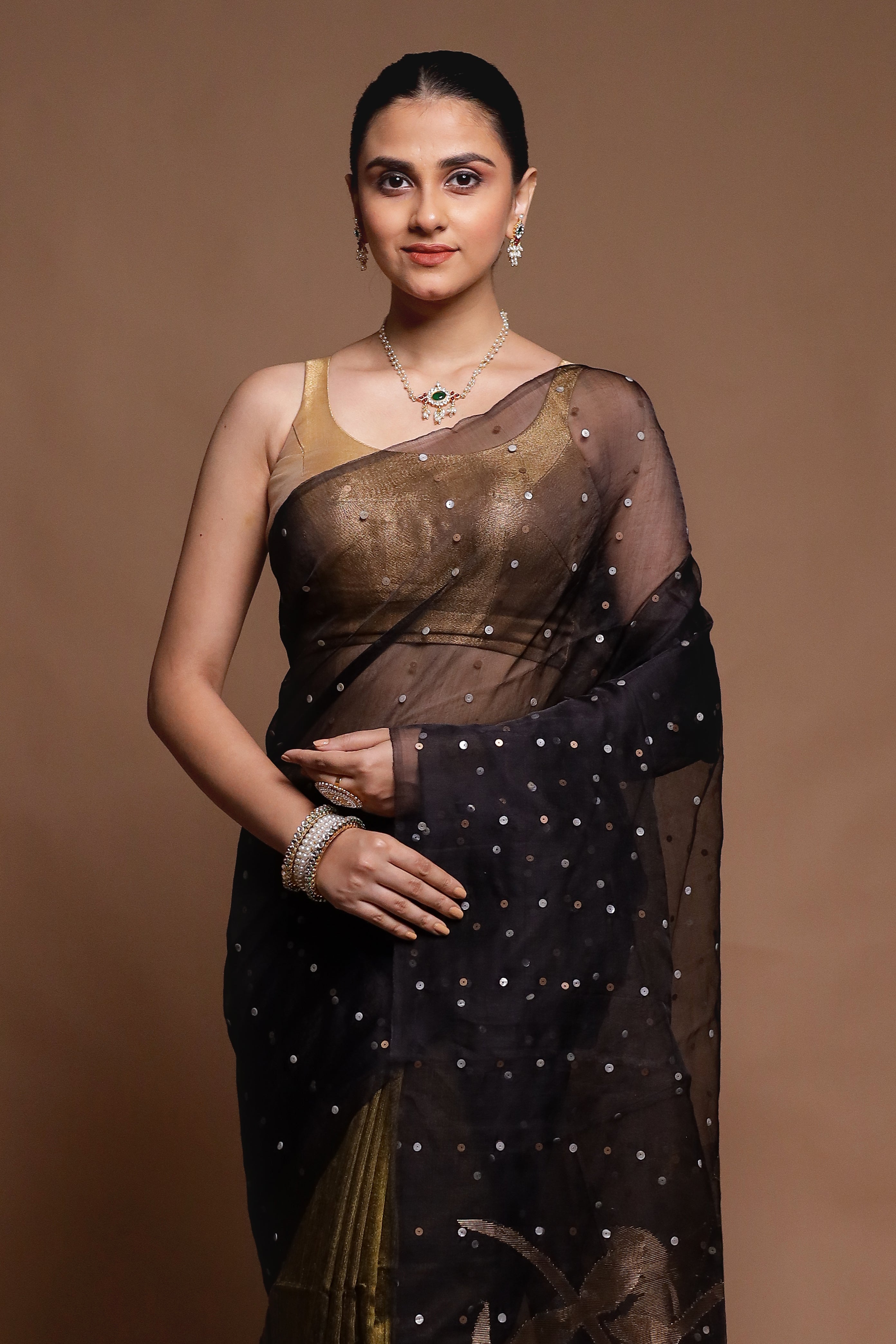 Black Handloom Matka Pure Silk Saree With Blouse Piece