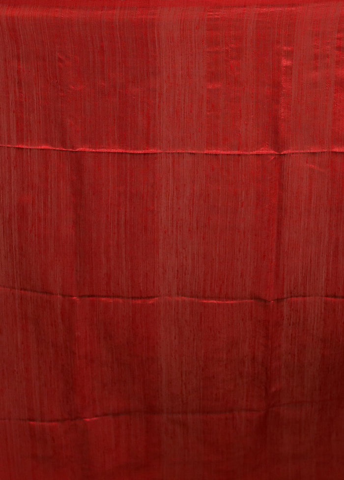 Red Handloom Matka Pure Silk Saree With Blouse Piece