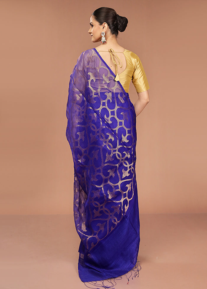 Purple Handloom Matka Pure Silk Saree With Blouse Piece