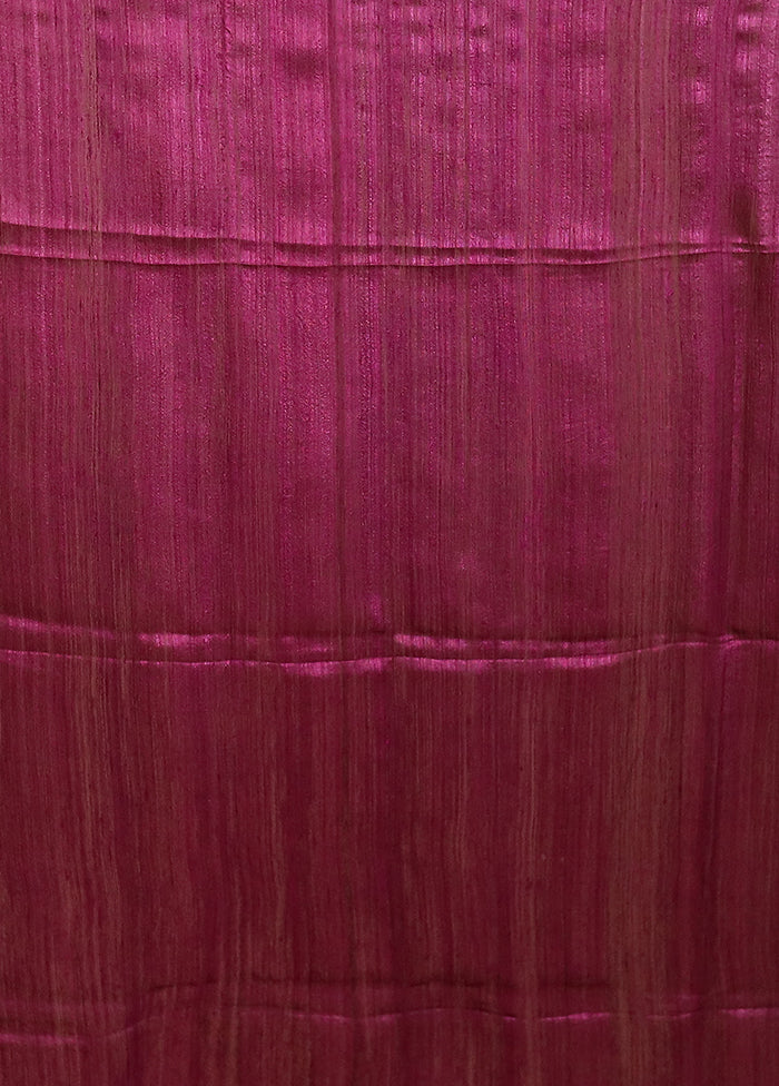 Purple Handloom Matka Pure Silk Saree With Blouse Piece
