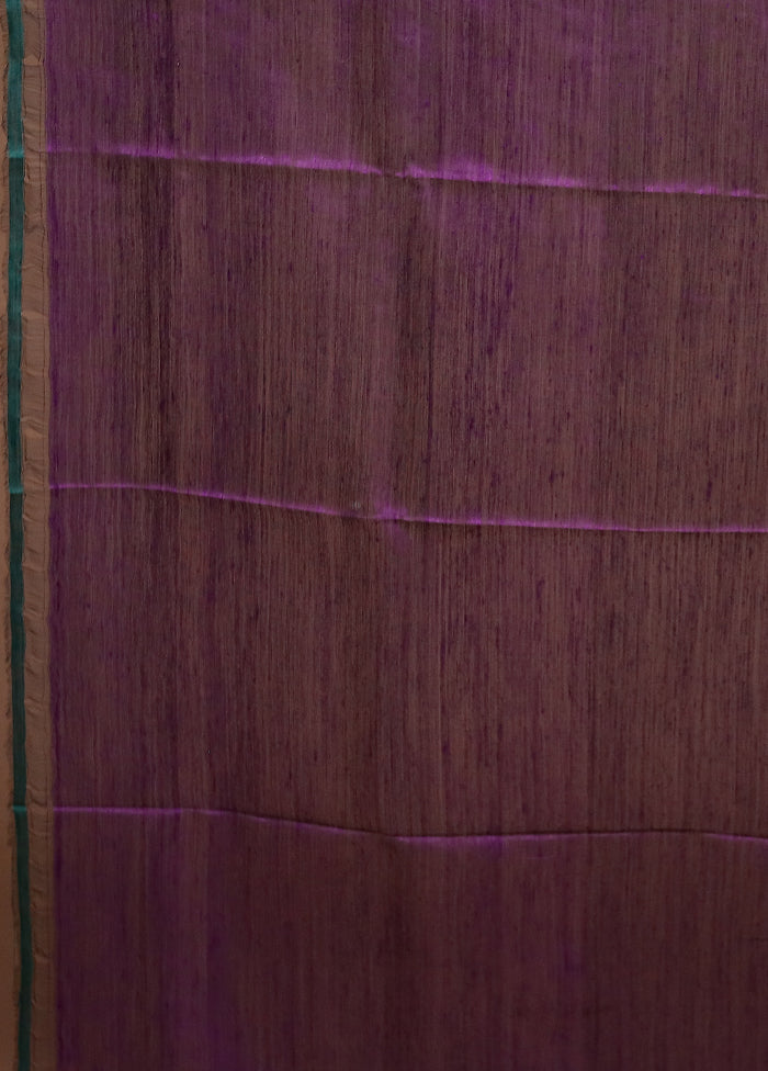 Purple Handloom Matka Pure Silk Saree With Blouse Piece