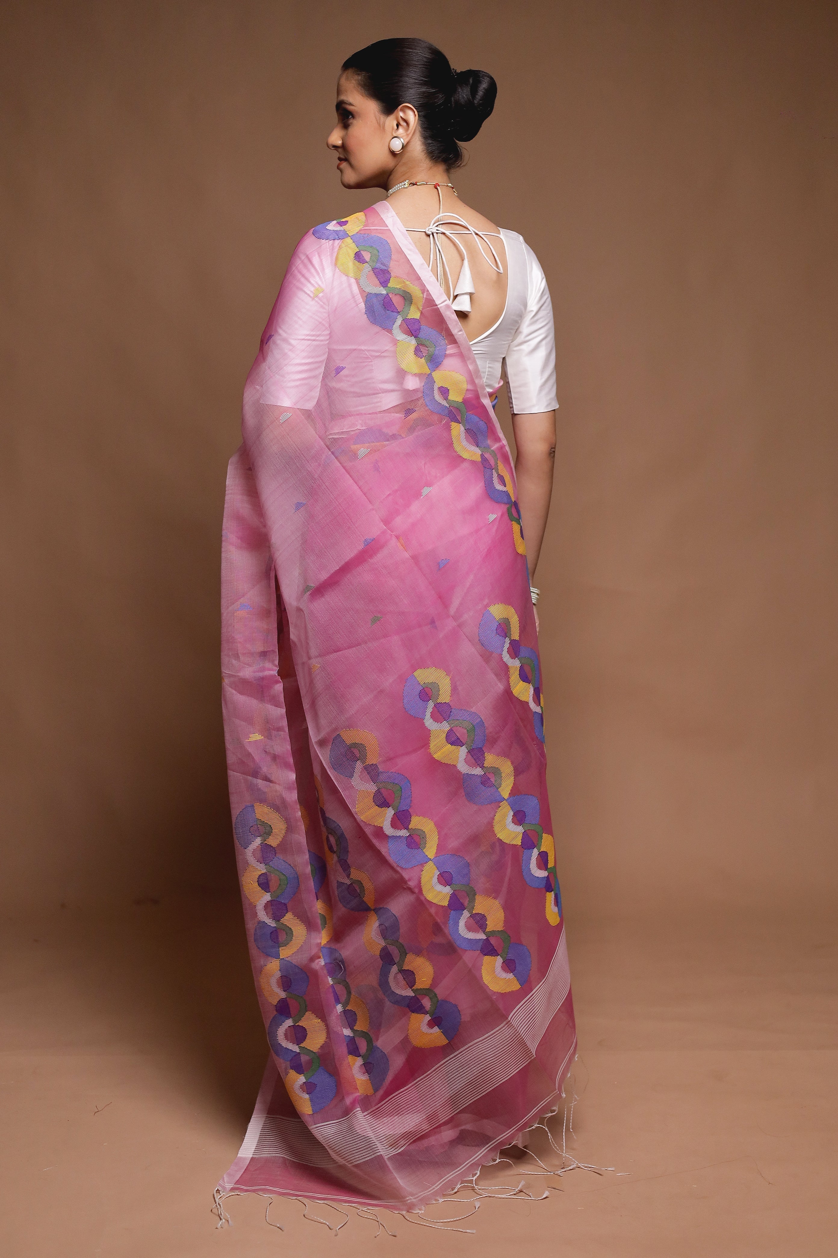 Pink Handloom Matka Pure Silk Saree With Blouse Piece