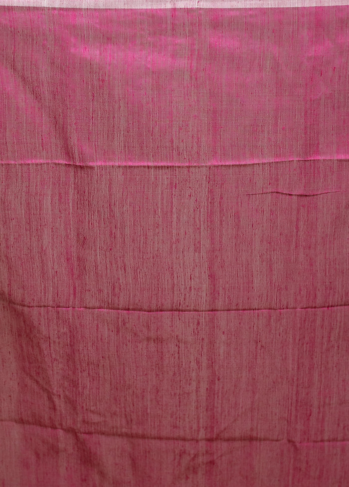 Pink Handloom Matka Pure Silk Saree With Blouse Piece