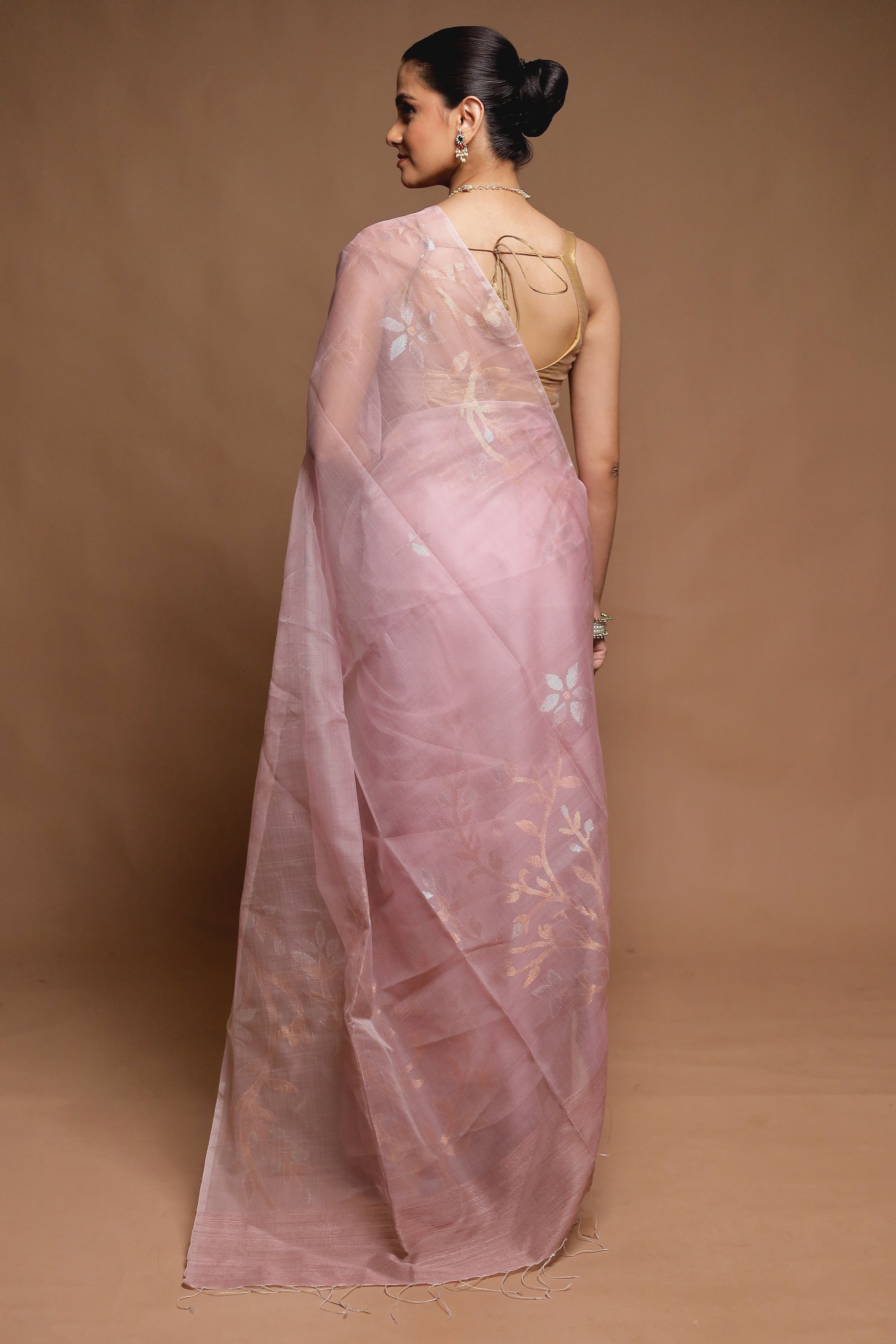Pink Handloom Matka Pure Silk Saree With Blouse Piece