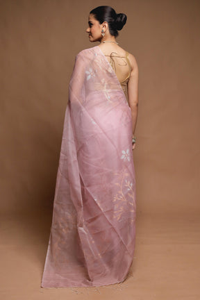 Pink Handloom Matka Pure Silk Saree With Blouse Piece