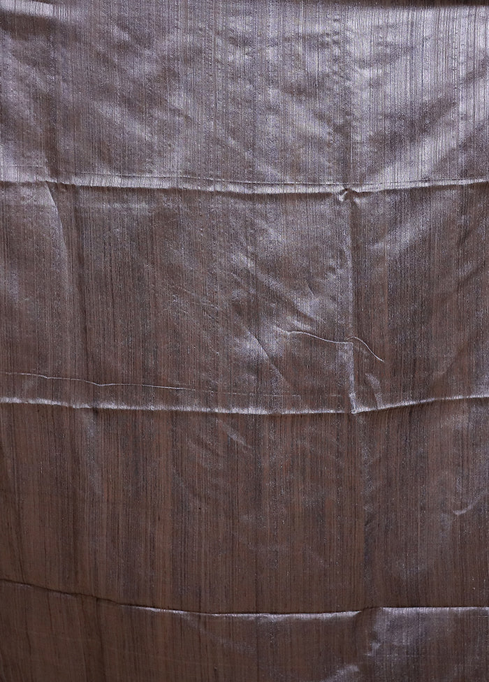 Grey Handloom Matka Pure Silk Saree With Blouse Piece