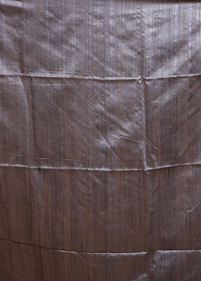 Grey Handloom Matka Pure Silk Saree With Blouse Piece