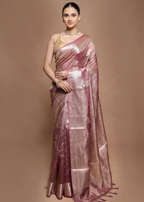 Purple Tissue Silk Saree With Blouse Piece