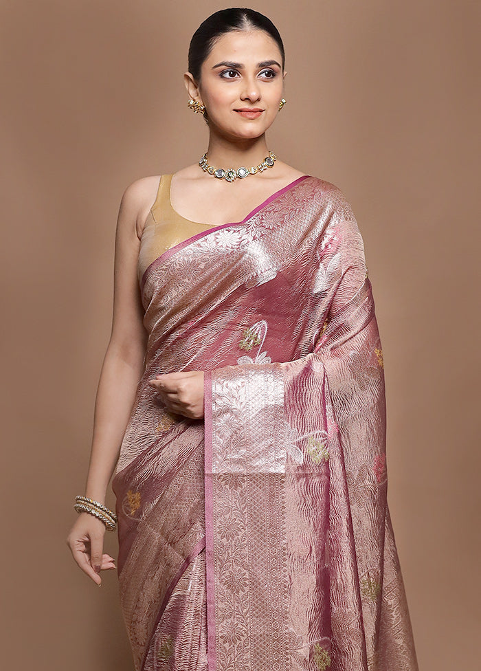 Purple Tissue Silk Saree With Blouse Piece