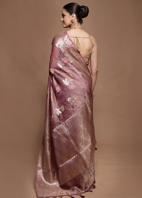 Purple Tissue Silk Saree With Blouse Piece