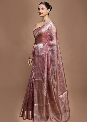 Purple Tissue Silk Saree With Blouse Piece