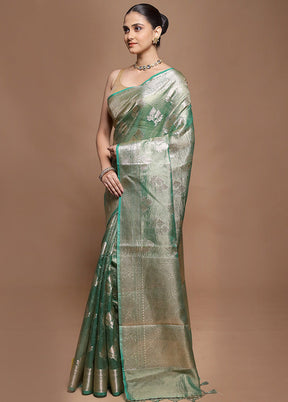 Green Tissue Silk Saree With Blouse Piece