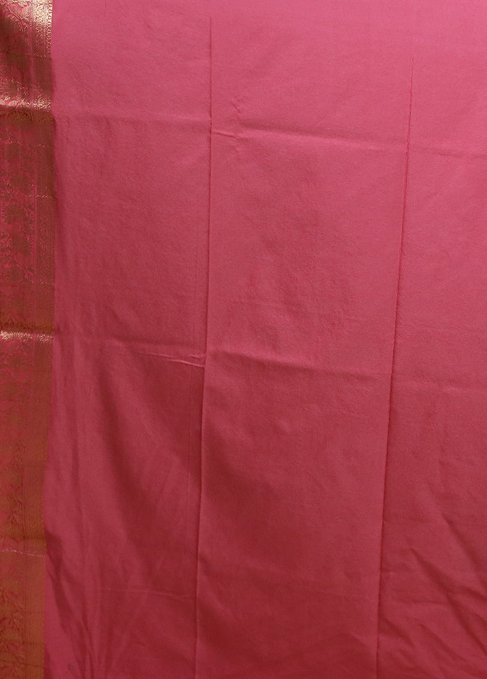 Pink Dupion Silk Saree With Blouse Piece
