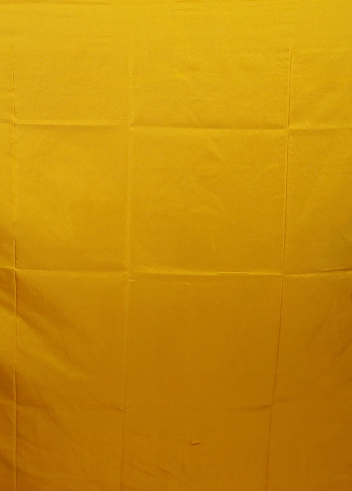 Yellow Dupion Silk Saree With Blouse Piece