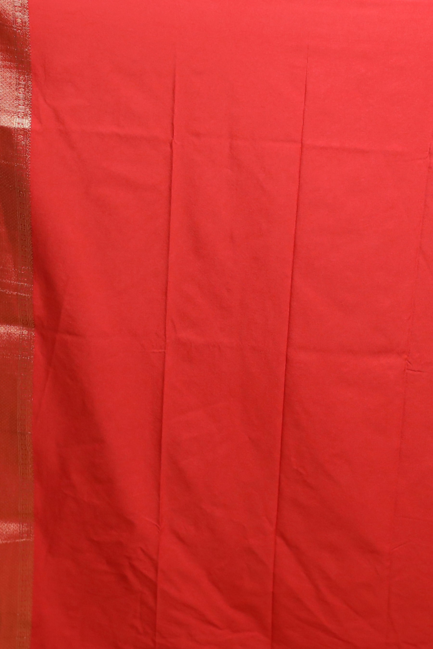 Red Dupion Silk Saree With Blouse Piece