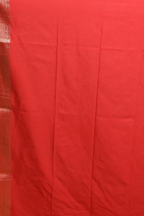 Red Dupion Silk Saree With Blouse Piece