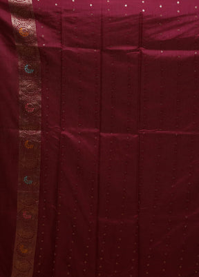 Maroon Dupion Silk Saree With Blouse Piece