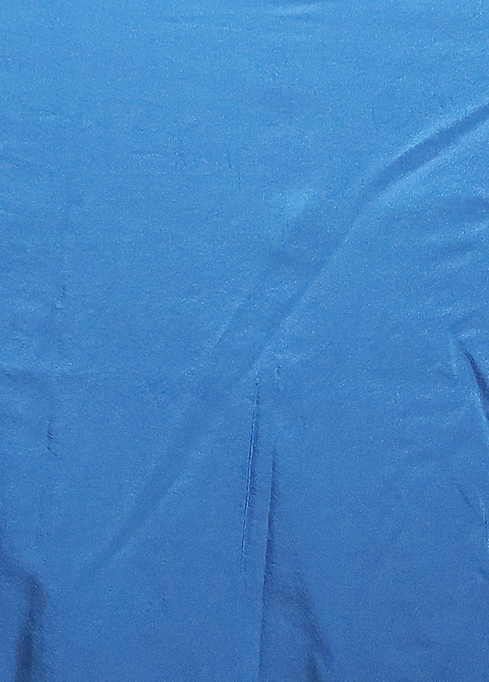 Blue Dupion Silk Saree With Blouse Piece