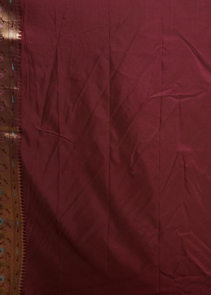 Maroon Dupion Silk Saree With Blouse Piece