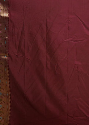 Maroon Dupion Silk Saree With Blouse Piece