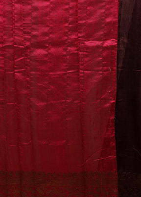 Maroon Handloom Tussar Pure Silk Saree With Blouse Piece