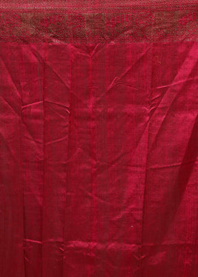 Red Handloom Tussar Pure Silk Saree With Blouse Piece