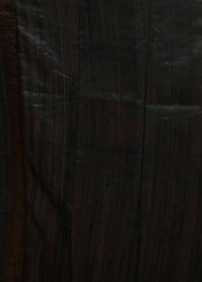 Wine Handloom Tussar Pure Silk Saree With Blouse Piece