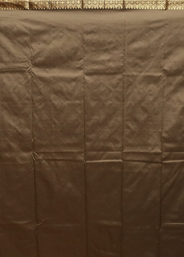 Grey Kanjivaram Silk Saree With Blouse Piece