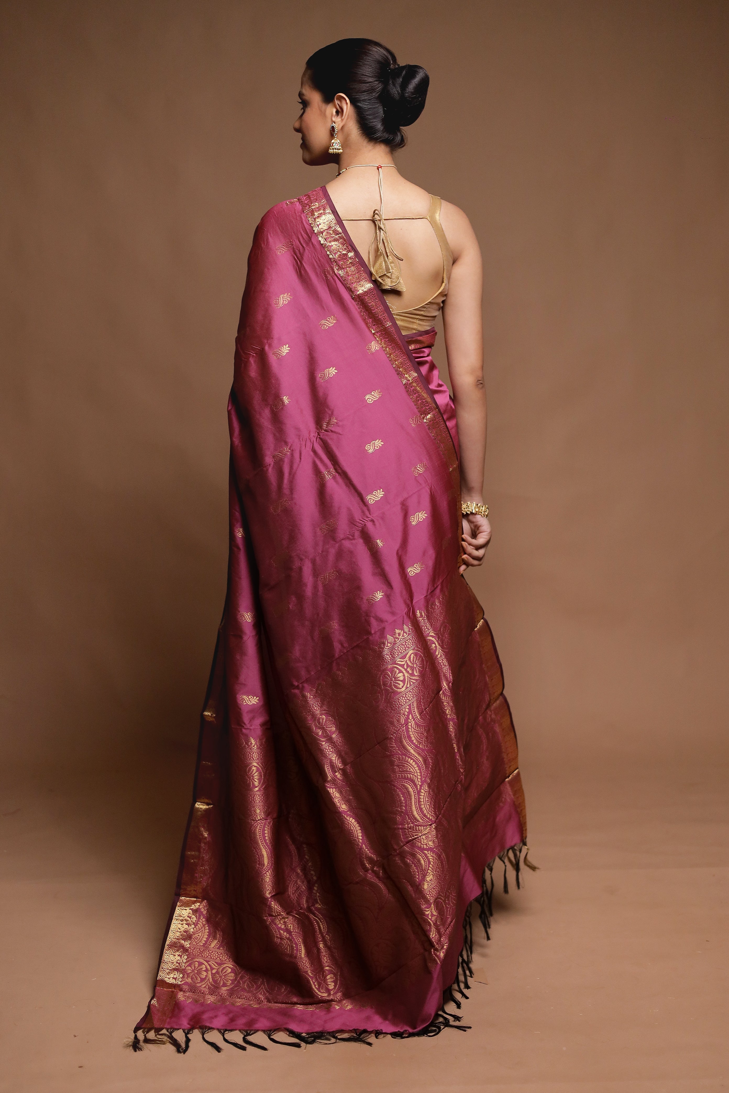 Pink Kanjivaram Silk Saree With Blouse Piece