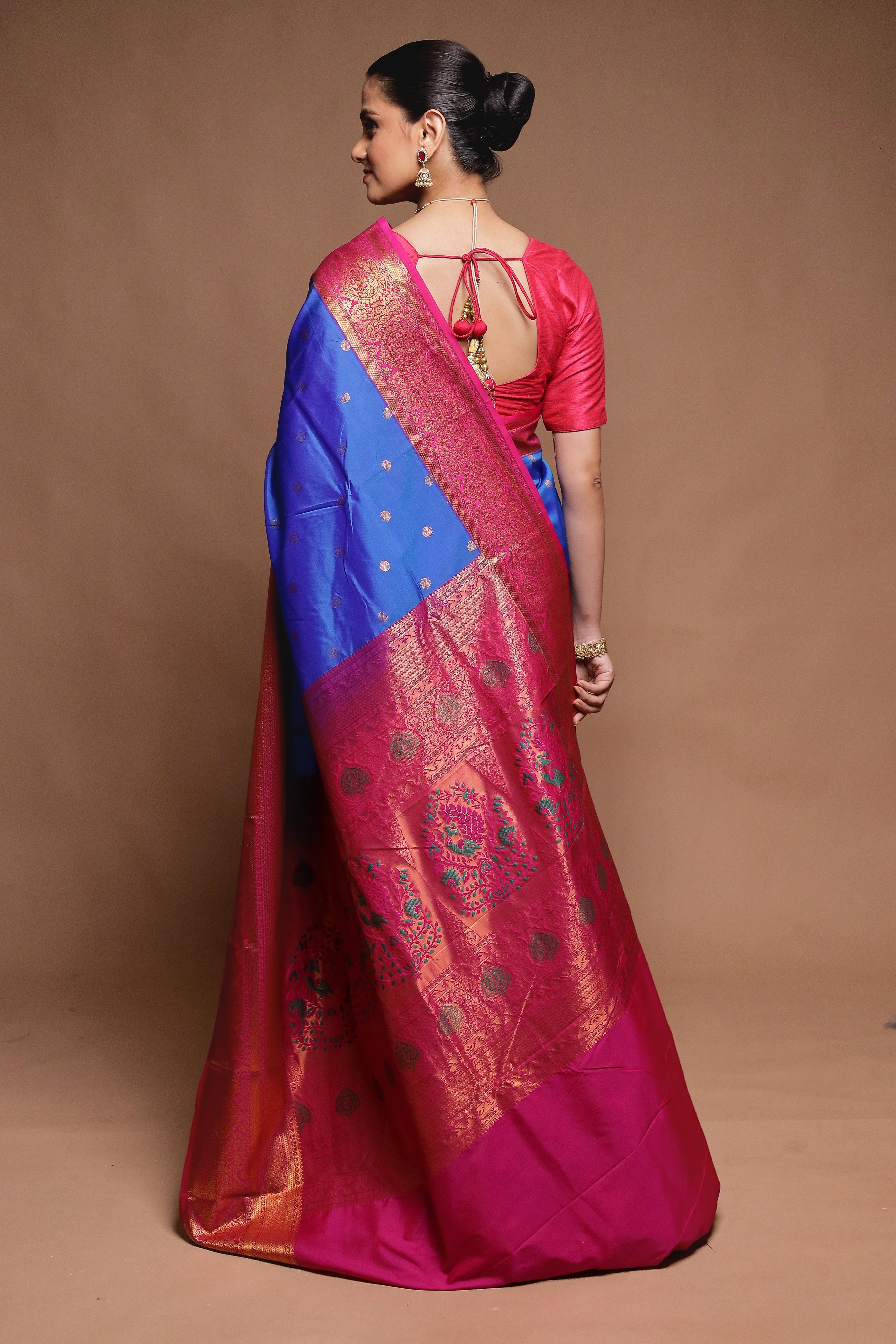 Blue Kanjivaram Silk Saree With Blouse Piece