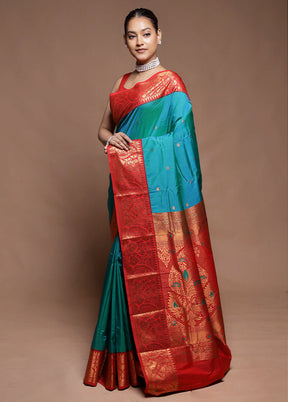 Green Kanjivaram Silk Saree With Blouse Piece